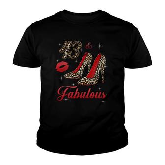 Women 43 And Fabulous Leopard High Heels Happy 43Rd Birthday Youth T-shirt | Mazezy