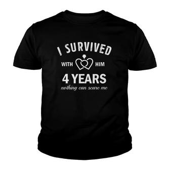 Womens 4Th Marriage Anniversary For Her Survived 4 Years With Hubby Youth T-shirt | Mazezy