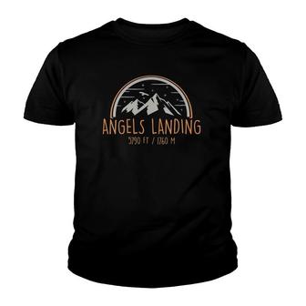 Womens Angels Landing Zion National Park Mountain Hikers V-Neck Youth T-shirt | Mazezy