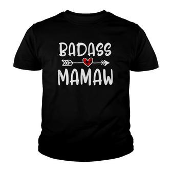 Womens Badass Mamaw Mothers Day Buffalo Plaid Grandmother Grandma Youth T-shirt | Mazezy