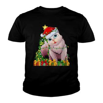 Womens Balinese Cat Xmas Tree Matching Santa Balinese Cat Christmas Youth T-shirt | Mazezy