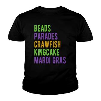 Womens Beads Parades Crawfish Kingcake, Mardi Gras Youth T-shirt | Mazezy