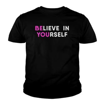 Womens Believe In Yourself Motivational V-Neck Youth T-shirt | Mazezy