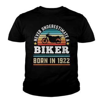 Womens Biker Born 1922 100Th Birthday Motorbike Youth T-shirt | Mazezy