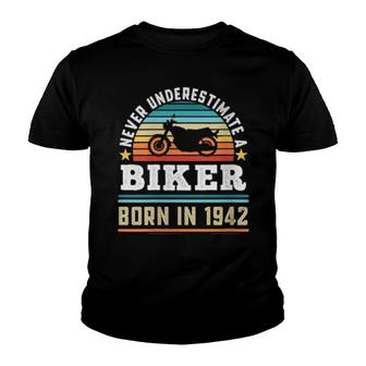 Womens Biker Born 1942 80Th Birthday Motorbike Youth T-shirt | Mazezy