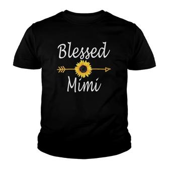 Womens Blessed Mimi Sunflower Mothers Day Gifts V-Neck Youth T-shirt | Mazezy AU