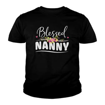 Womens Blessed Nanny Floral Grandma Mother's Day Gift Youth T-shirt | Mazezy CA