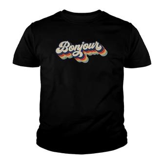 Womens Bonjour Retro Vintage Style Graphic Design Womens Youth T-shirt | Mazezy UK