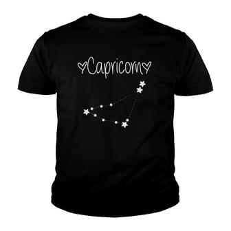 Womens Capricorn Zodiac Sign Horoscope December January Birthday Youth T-shirt | Mazezy