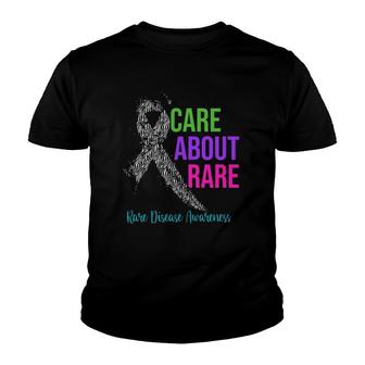 Womens Care About Rare Zebra Ribbon Rare Disease Awareness Day Youth T-shirt | Mazezy