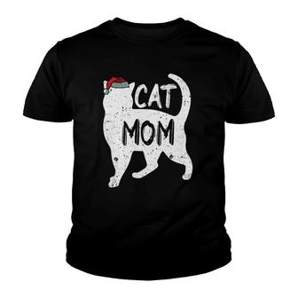 Womens Cat Mom Christmas Cute X-Mas Kitten Kitty Lover Mama Mother Youth T-shirt | Mazezy