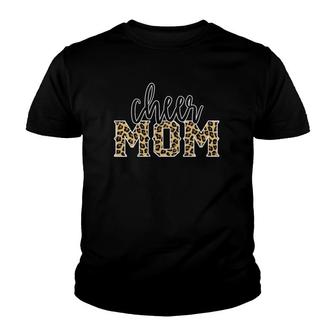 Womens Cheer Mom Leopard Print Womens Proud Cheerleader Mother Youth T-shirt | Mazezy