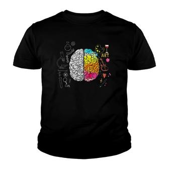Womens Colorful Brain Art Vs Science Student Teacher V-Neck Youth T-shirt | Mazezy