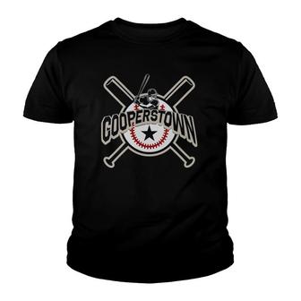 Womens Cooperstown New York Baseball Game V Neck Youth T-shirt | Mazezy