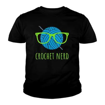 Womens Crochet Nerd Funny Grandma Mom Crocheting Yarn Lover Gift V-Neck Youth T-shirt | Mazezy