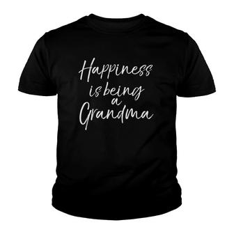 Womens Cute Mother's Day Gift Women's Happiness Is Being A Grandma V-Neck Youth T-shirt | Mazezy