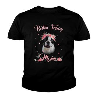 Womens Dog Lover Dog Mom Gift Mother's Day Boston Terrier Mom Youth T-shirt | Mazezy