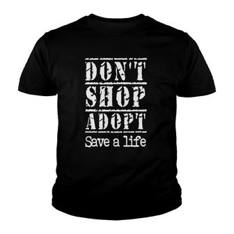 Womens Don't Shop Adopt Stop Puppy Mills Animal Rights Tee Youth T-shirt | Mazezy