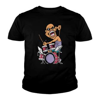 Womens Drummer Hit The Drums Retro Rock Music Youth T-shirt - Thegiftio UK