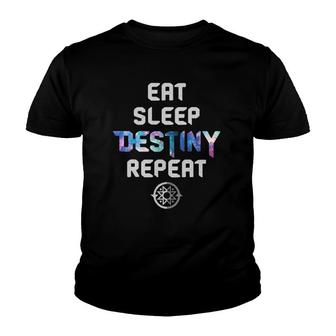 Womens Eat Sleep Destiny Repeat - Gamers - Video Games Gaming Gift V-Neck Youth T-shirt | Mazezy