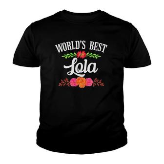 Womens Filipino Grandma - World's Best Lola V-Neck Youth T-shirt | Mazezy