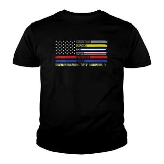 Womens First Responders Us Flag Police Fire Military Nurse Ems Hero Youth T-shirt | Mazezy