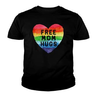 Womens Free Mom Hugs Lgbt Flag Rainbow Heart Mothers Day Gifts Youth T-shirt - Thegiftio UK