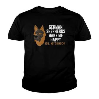 Womens German Shepherd Dogs Make Me Happy German Shepherd Lover V-Neck Youth T-shirt | Mazezy