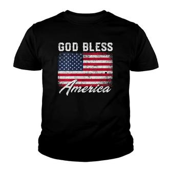 Womens God Bless America Usa Flag 4Th Of July Patriotic V-Neck Youth T-shirt | Mazezy