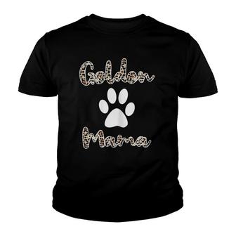Womens Golden Retriever Mama Leopard Style Golden Mom Youth T-shirt | Mazezy