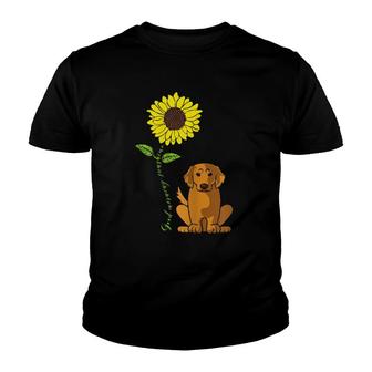Womens Good Morning Sunshine Golden Retriever Mother Sunflower Youth T-shirt | Mazezy
