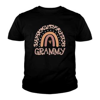Womens Grammy Gifts For Mother Grandmother Family Rainbow Leopard Youth T-shirt | Mazezy