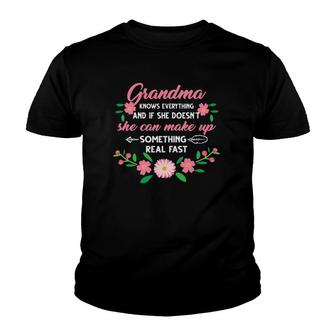 Womens Grandma Knows Everything Grandma Youth T-shirt - Thegiftio UK