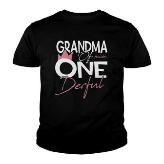 Womens Grandma Of Miss Onederful 1St Birthday Girl Party Matching Youth T-shirt | Mazezy