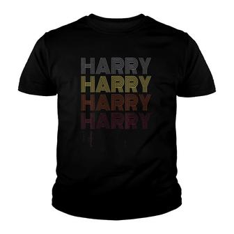 Womens Graphic 365 First Name Harry Retro Pattern Vintage Style V-Neck Youth T-shirt | Mazezy