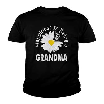 Womens Happiness Is Being A Grandma Costume Daisy Flower Youth T-shirt | Mazezy
