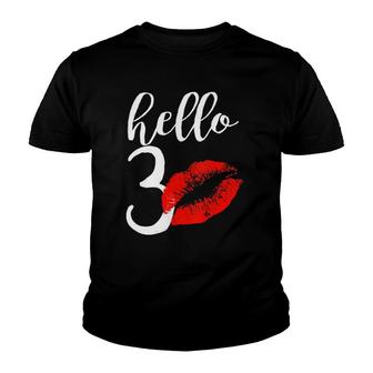 Womens Hello 30 Red Lip Kisses Birthday Gift For Mom Grandma Youth T-shirt | Mazezy