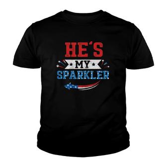 Womens He's My Sparkler Hers And His 4Th Of July Matching Couples Youth T-shirt | Mazezy UK