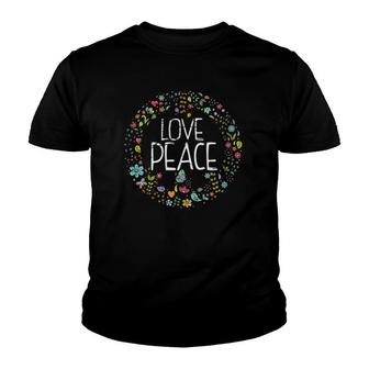 Womens Hippie Love Hope Faith Joy Kindness Peace Youth T-shirt | Mazezy UK