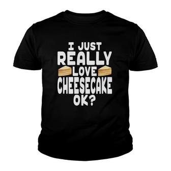 Womens I Just Really Love Cheesecake - Cute Cheesecake Lover V-Neck Youth T-shirt | Mazezy