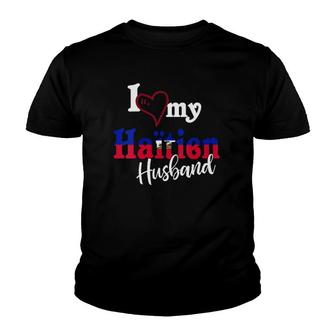 Womens I Love My Haitien Husband Haitian Artistic Design Haiti V-Neck Youth T-shirt | Mazezy