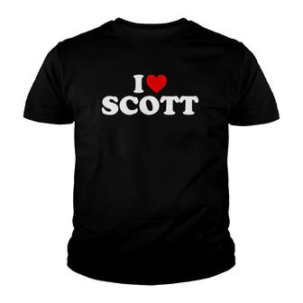 Womens I Love Scott - Heart V-Neck Youth T-shirt - Thegiftio UK