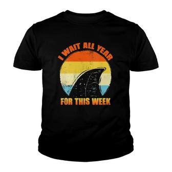 Womens I Wait All Year For This Week S Funny Shark Tee V-Neck Youth T-shirt | Mazezy