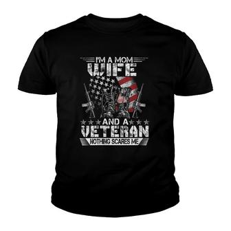 Womens I'm A Mom Wife And Veteran Tee Mother's Day Youth T-shirt | Mazezy