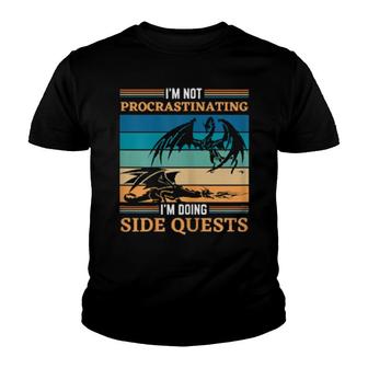 Womens I'm Not Procrastinating I'm Doing Side Quests,Vintage Dragon Youth T-shirt | Mazezy