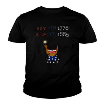 Womens Juneteenth 4Th Of July Black Pride Independence Graphic V-Neck Youth T-shirt | Mazezy