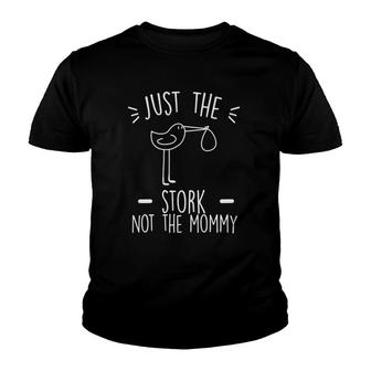 Womens Just The Stork Not The Mommy Surrogacy Pregnancy Reveal V-Neck Youth T-shirt | Mazezy UK