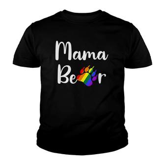 Womens Lgbt Mama Bear Paw Gay Pride Equal Rights Rainbow Gift V-Neck Youth T-shirt | Mazezy