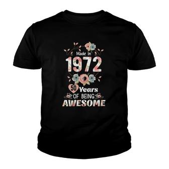 Womens Made In 1972 Floral 50Th Birthday 50 Years Old Gifts Women Youth T-shirt | Mazezy