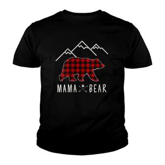 Womens Mama Bear Gift - Buffalo Plaid Mama Bear Youth T-shirt | Mazezy